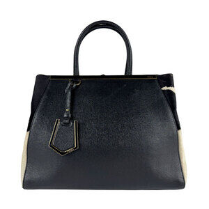 Fendi Toujours handbag shoulder bag leather pigtails black white